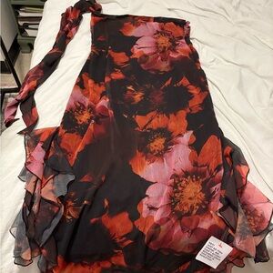 ASOS Black and Red Floral Midi Dress